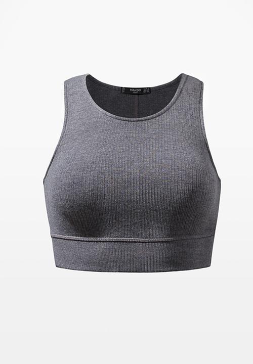 MANGO - Yoga Cropped Top Mid Grey
