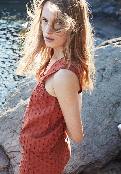 MANGO - Embroidered Top Orange