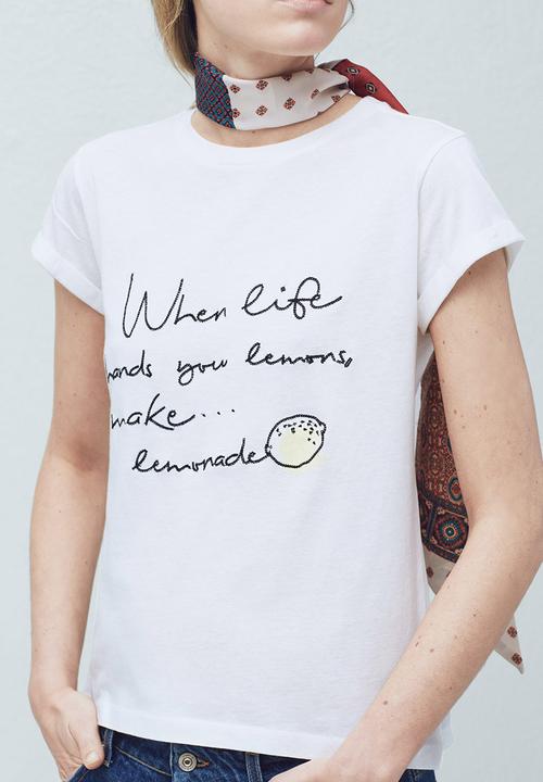MANGO - Printed T-shirt White
