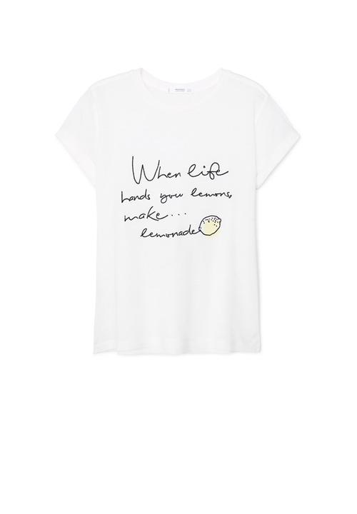 MANGO - Printed T-shirt White