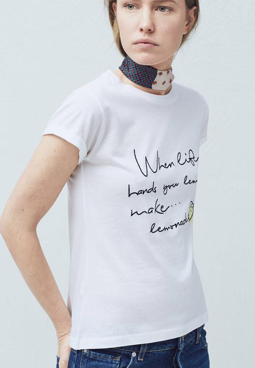 MANGO - Printed T-shirt White