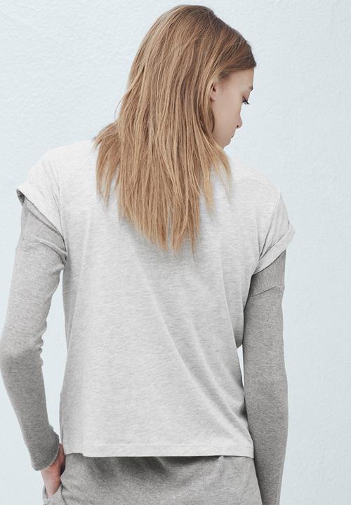 MANGO - Printed T-shirt Mid Grey