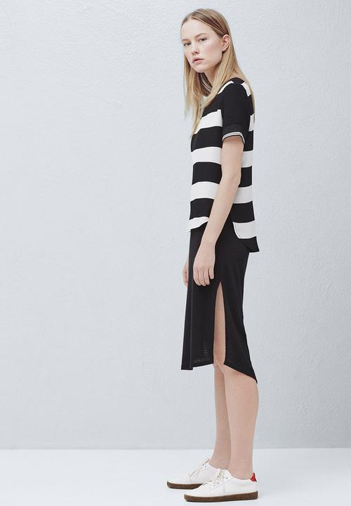 MANGO - Printed T-shirt Black and White