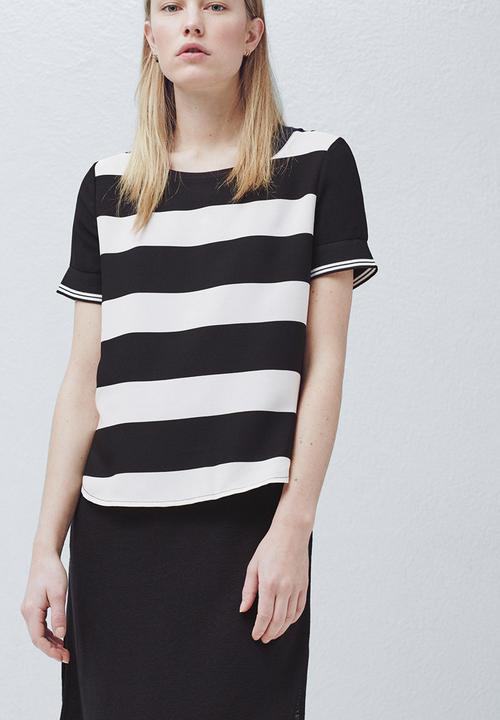 MANGO - Printed T-shirt Black and White