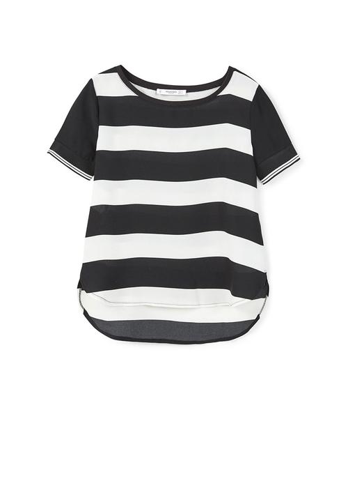 MANGO - Printed T-shirt Black and White