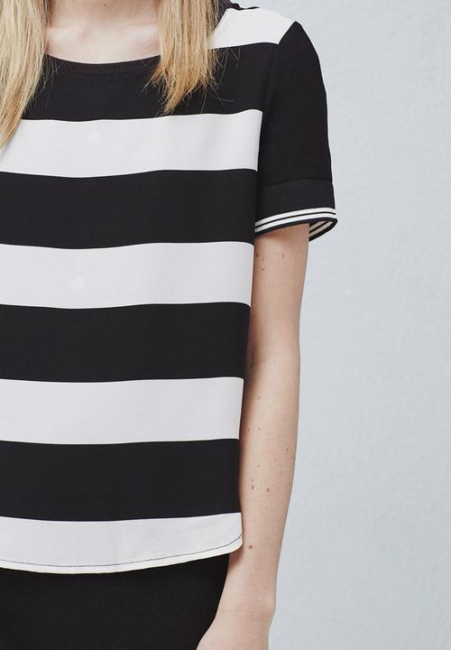MANGO - Printed T-shirt Black and White