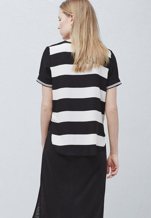 MANGO - Printed T-shirt Black and White