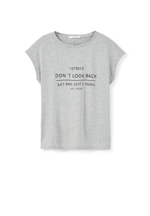 MANGO - Printed T-shirt Pale Grey