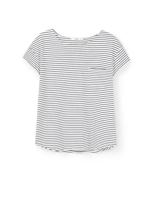 MANGO - Striped Cotton T-Shirt Black and White