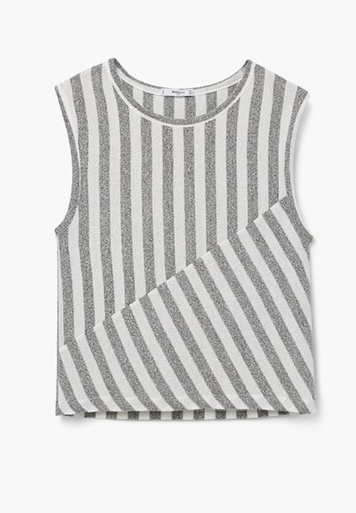 MANGO - Striped Tank Top Grey