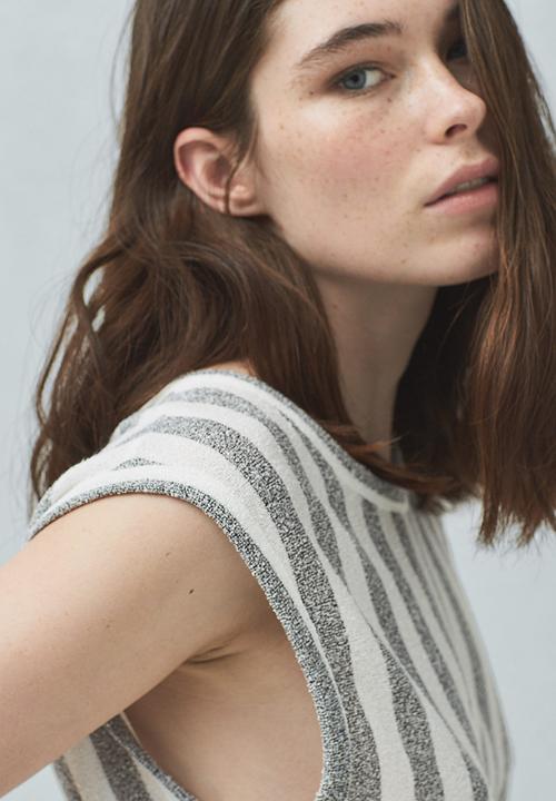MANGO - Striped Tank Top Grey