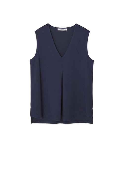 MANGO - Flowy Textured Top Navy