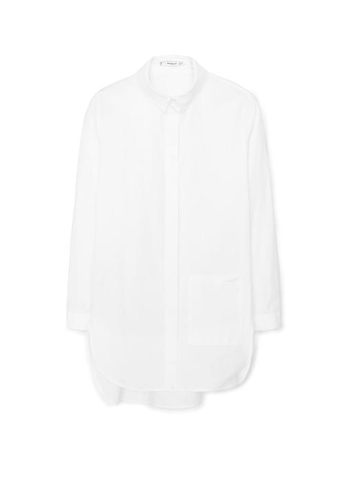 MANGO - Chest-pocket Cotton Shirt White