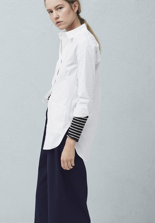 MANGO - Chest-pocket Cotton Shirt White