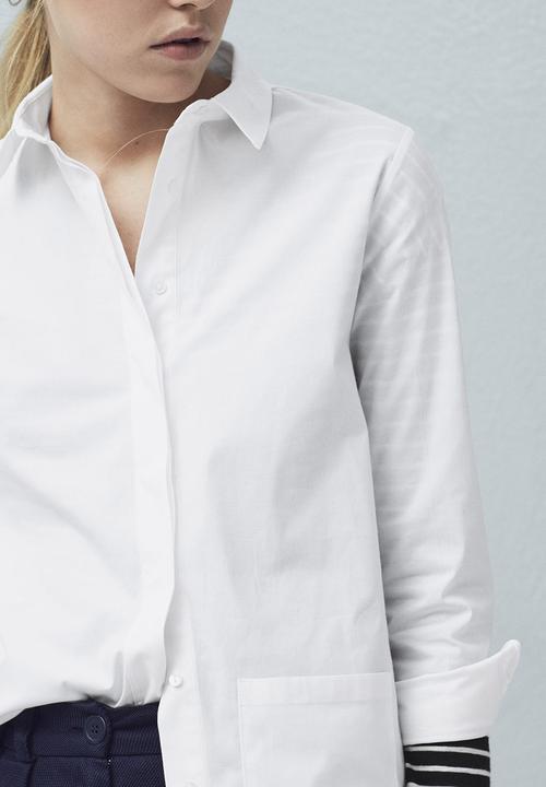 MANGO - Chest-pocket Cotton Shirt White