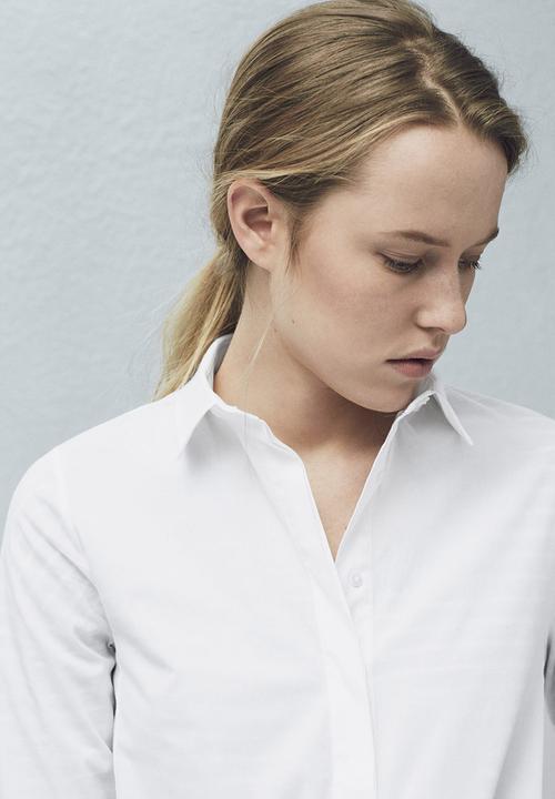 MANGO - Chest-pocket Cotton Shirt White