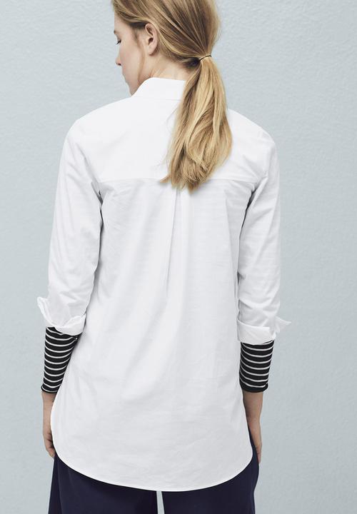 MANGO - Chest-pocket Cotton Shirt White