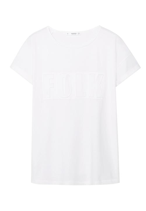 MANGO - Embossed T-shirt White