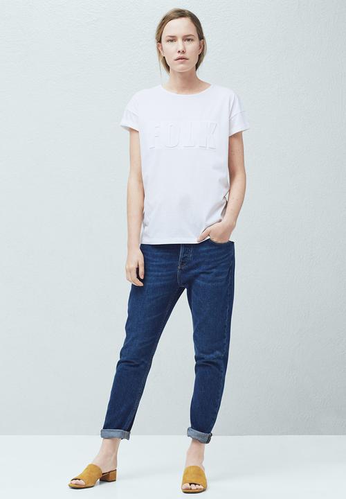 MANGO - Embossed T-shirt White