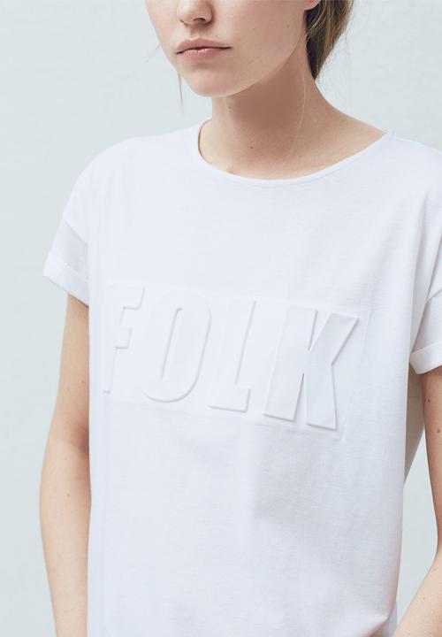 MANGO - Embossed T-shirt White