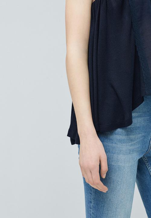 MANGO - Embroidered Panel Top Navy