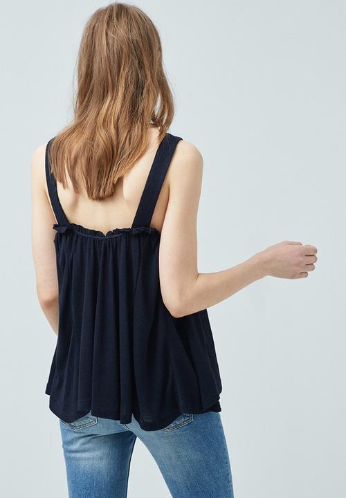 MANGO - Embroidered Panel Top Navy