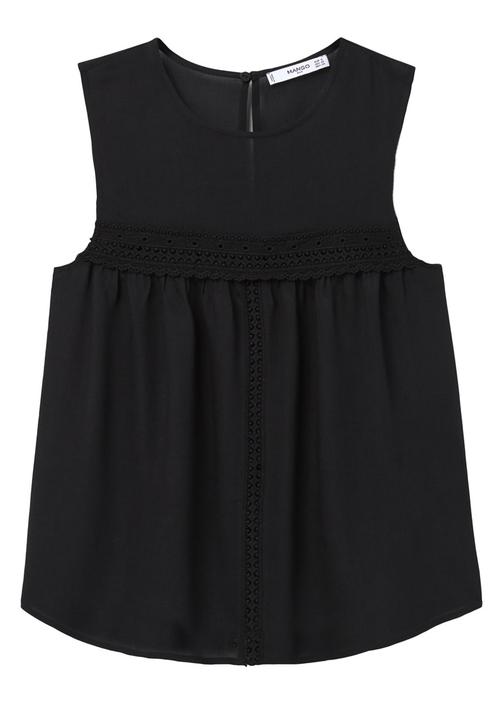 MANGO - Lace Panel Blouse Black