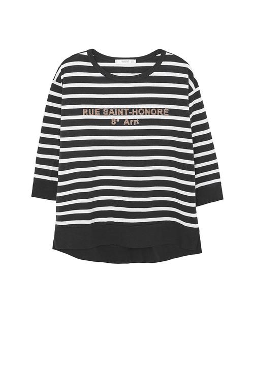MANGO - Striped 3/4 Sleeve T-shirt Blue and White