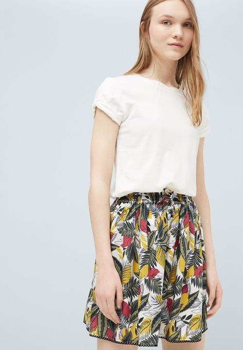 MANGO - Tropical Print Skirt Multi-colour