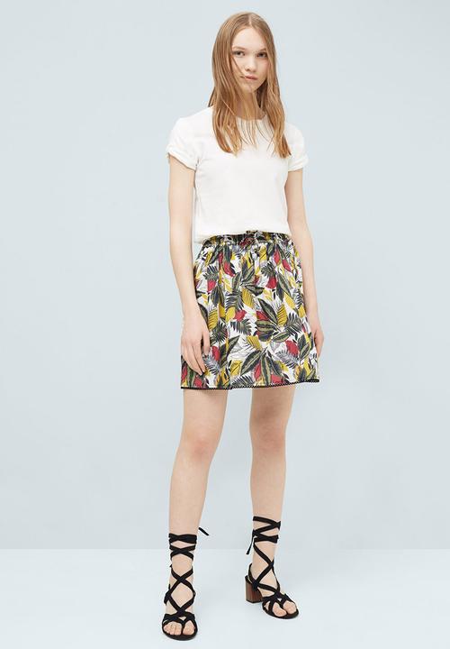 MANGO - Tropical Print Skirt Multi-colour