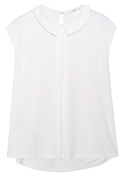 MANGO - Front Pleat Blouse White