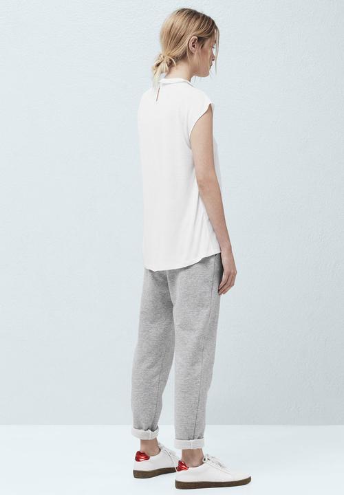 MANGO - Front Pleat Blouse White