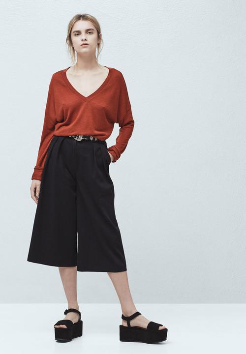 MANGO - Fine Knit T-shirt Mid Brown