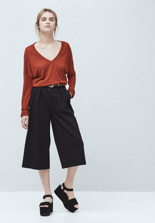 MANGO - Fine Knit T-shirt Mid Brown