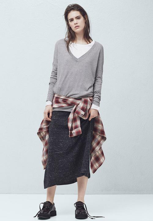 MANGO - Fine Knit T-shirt Mid Grey