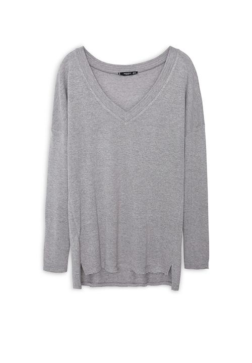 MANGO - Fine Knit T-shirt Mid Grey