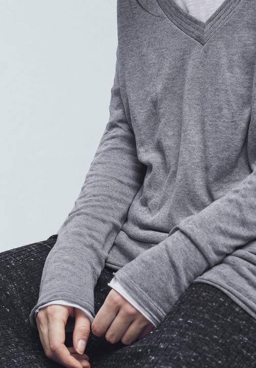 MANGO - Fine Knit T-shirt Mid Grey