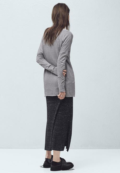 MANGO - Fine Knit T-shirt Mid Grey