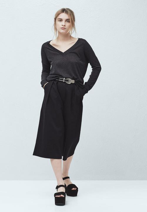 MANGO - Fine Knit T-shirt Black