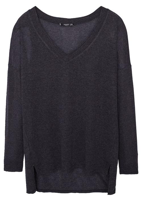 MANGO - Fine Knit T-shirt Black