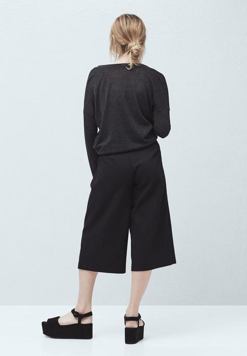 MANGO - Fine Knit T-shirt Black