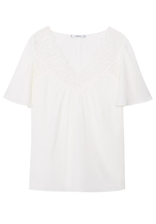 MANGO - Lace Detail Blouse Milk