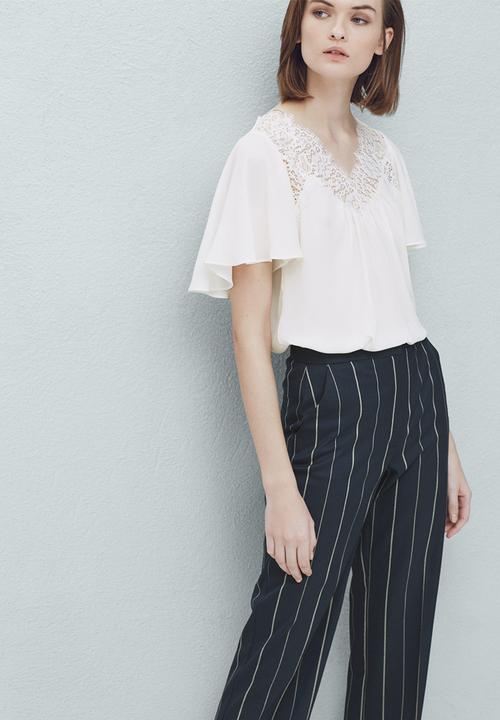 MANGO - Lace Detail Blouse Milk