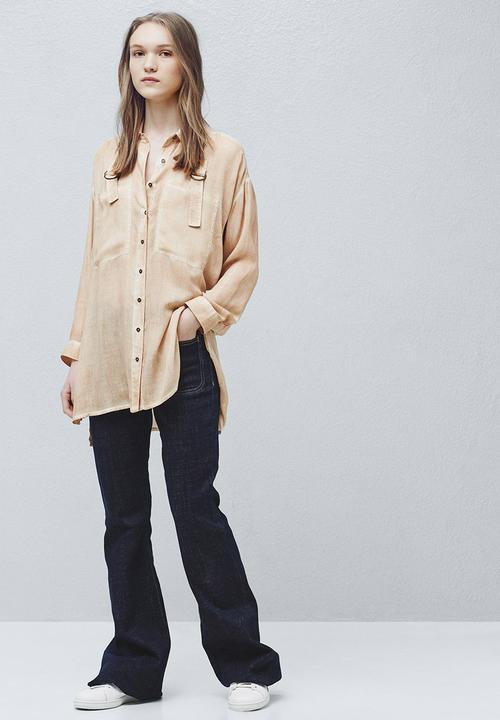 MANGO - Pocket Detail Fluid Shirt Camel