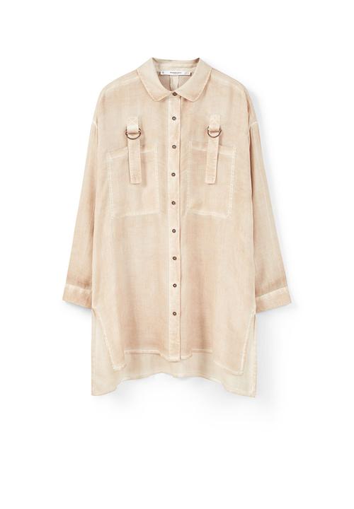 MANGO - Pocket Detail Fluid Shirt Camel