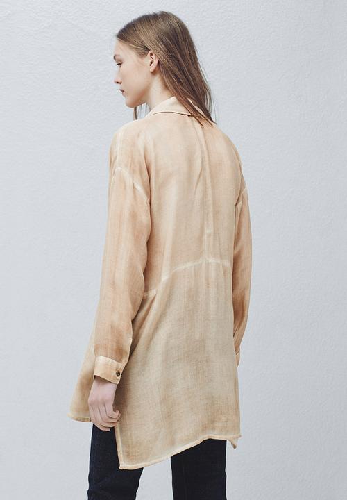 MANGO - Pocket Detail Fluid Shirt Camel