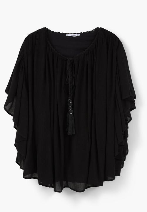MANGO - Flared Sleeve Blouse Black