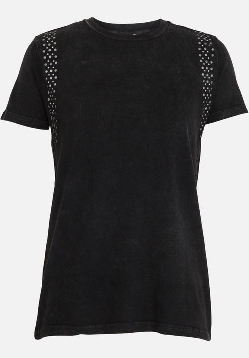 Brave Soul - Tee with Stud Detail Black