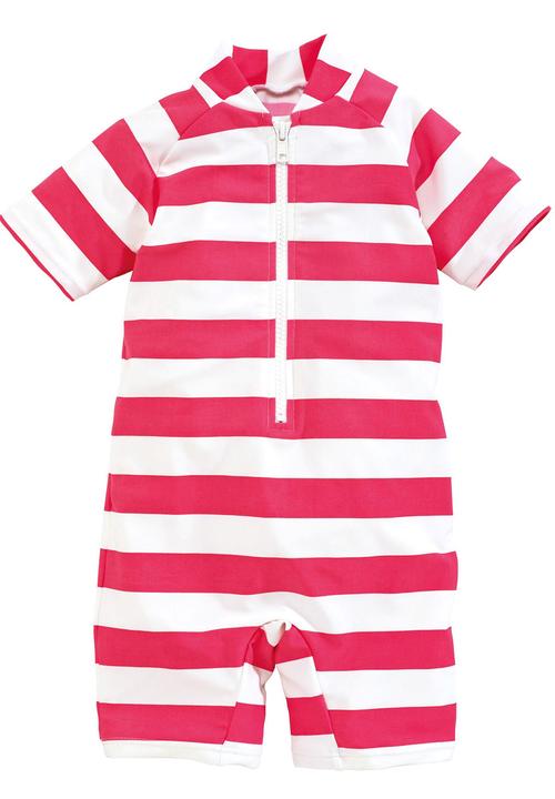 Next - Striped Sunsafe Suit Mid Pink