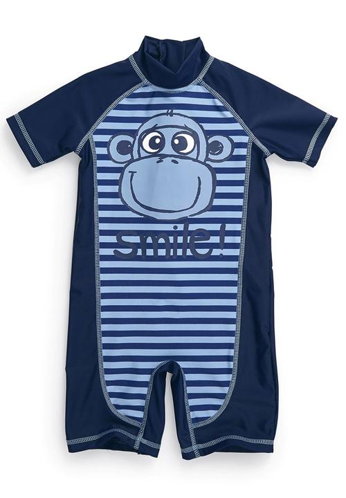 Next - Monkey Print Sunsafe Suit Mid Blue